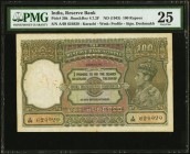 India Reserve Bank of India 100 Rupees ND (1943) Pick 20k Jhunjhunwalla-Razack 4.7.2F PMG Very Fine 25. Issued by the Karachi Office of Issue, this wa...