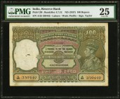 India Reserve Bank of India 100 Rupees ND (1937) Pick 20l Jhunjhunwalla-Razack 4.7.1E PMG Very Fine 25. A moderately circulated example of this popula...