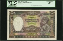 India Reserve Bank of India 1000 Rupees ND (1937) Pick 21a Jhunjhunwalla-Razack 4.8 PCGS Extremely Fine 45. Though Bombay is the the financial center ...
