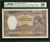 India Reserve Bank of India, Calcutta 1000 Rupees ND (1937) Pick 21b Jhunjhunwalla-Razack 4.8.1B PMG Extremely Fine 40. Printed by India Security Pres...