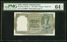 India Reserve Bank of India 5 Rupees ND (1943) Pick 23a Jhunjhunwalla-Razack 4.4.1 PMG Choice Uncirculated 64 Net. A well preserved black serial varie...