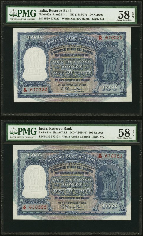 India Reserve Bank of India 100 Rupees ND (1949-57) Pick 43a Jhunjhunwalla-Razac...