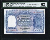 India Reserve Bank of India 100 Rupees ND (ca. 1957-62) Pick 43b Jhunjhunwalla-Razack 6.7 PMG Choice Uncirculated 63. This note features the Asoka Col...