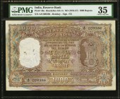 India Reserve Bank of India 1000 Rupees ND (1954-57) Pick 46a Jhunjhunwalla-Razack 6.9.1A PMG Choice Very Fine 35. A scarce high denomination issue fr...