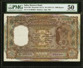 India Reserve Bank of India 1000 Rupees ND (1975) Pick 65b Jhunjhunwalla-Razack 6.9.4.2 PMG About Uncirculated 50. Another Bombay Office issue, this a...