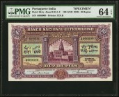 Portuguese India Banco Nacional Ultramarino 10 Rupias 1.1.1924 Pick 26As Jhunjhunwalla-Razack 12.23.1-2 Specimen PMG Choice Uncirculated 64 EPQ. A vis...
