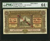 Portuguese India Banco Nacional Ultramarino 20 Rupias 1.1.1924 Pick 27cts Jhunjhunwalla-Razack 12.17.1 Color Trial Specimen PMG Choice Uncirculated 64...
