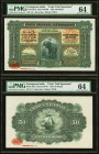 Portuguese India Banco Nacional Ultramarino 50 Rupias 1.1.1924 Pick 28cts Jhunjhunwalla-Razack 14.97-98 Color Trial Specimen PMG Choice Uncirculated 6...