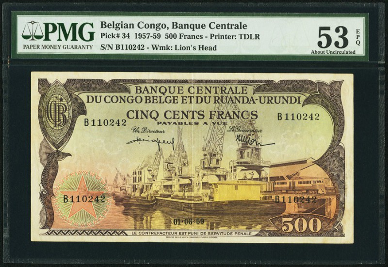 Belgian Congo Banque Centrale du Congo Belge et du Ruanda-Urundi 500 Francs 1.6....