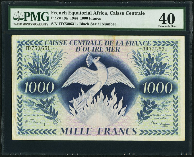 French Equatorial Africa Caisse Centrale de la France d'Outre-Mer 1000 Francs 2....