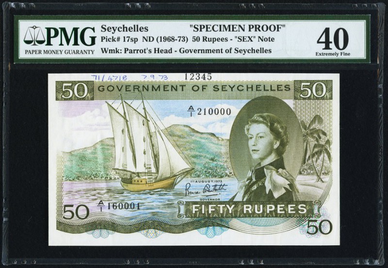 Seychelles Government of Seychelles 50 Rupees ND (1968-73) Pick 17sp Specimen Pr...