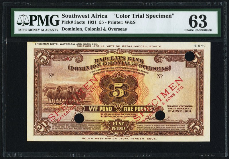 Southwest Africa Barclays Bank (Dominion, Colonial, and Overseas) 5 Pounds 1.6.1...