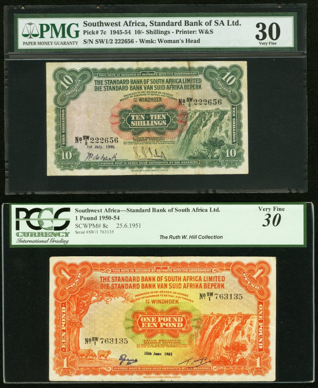 Southwest Africa Standard Bank of South Africa Ltd. 10 Shillings; 1 Pound 1.7.19...