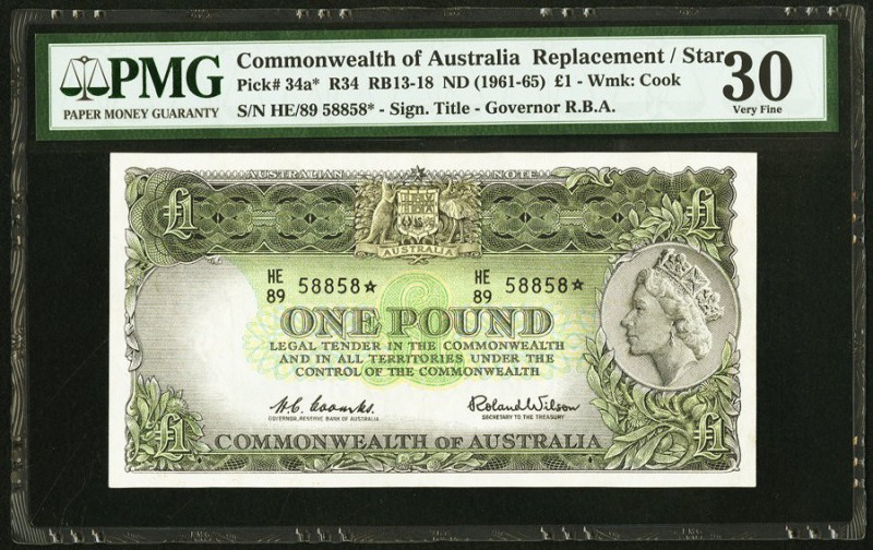 Australia Reserve Bank of Australia 1 Pound ND (1961-65) Pick 34a* Replacement P...