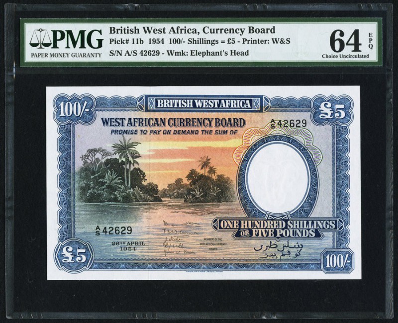 British West Africa West African Currency Board 100 Shillings = 5 Pounds 26.4.19...