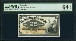 DC-15a 25 Cents 1900 PMG Choice Uncirculated 64 EPQ. Notes from the 1900 fractional issue are among the very most common items in low grade, but stric...