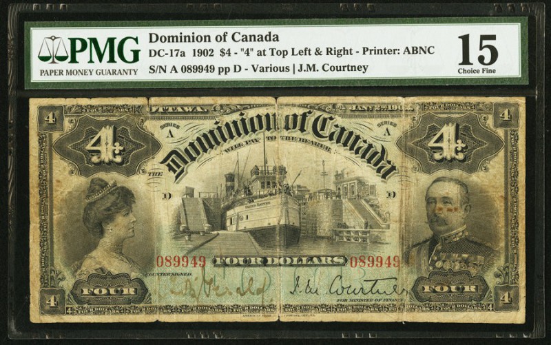 DC-17a $4 2.1.1902 PMG Choice Fine 15. The first 1902 $4 note was a short-lived ...