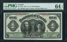 DC-18d-i $1 1911 PMG Choice Uncirculated 64 EPQ. A lovely example of this Lord and Lady Grey $1 note and tied for the finest piece that we have ever h...