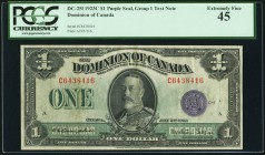 DC-25l $1 1923 PCGS Extremely Fine 45. A very rare note in any grade, with only a few dozen reported including just one Uncirculated piece in an insti...