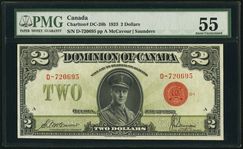 DC-26b $2 1923 PMG About Uncirculated 55. A very tough note in the higher grades...