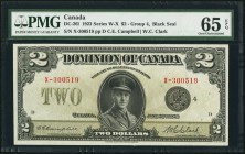 DC-26l $2 1923 PMG Gem Uncirculated 65 EPQ. Well centered on both face and back, and with lots of originality evident through the PMG holder. This is ...