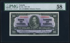 BC-24a $10 2.1.1937 Serial Number 41 PMG Choice About Unc 58. An impressive note, with the an incredibly low serial number. Additionally, A/D is the f...