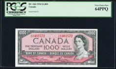 BC-44d $1000 1954 (ND 1973) PCGS Very Choice New 64PPQ. An always desirable highest denomination Queen Elizabeth II issued banknote, especially in Unc...