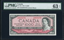 BC-44d $1000 1954 PMG Choice Uncirculated 63 EPQ. The fourth of five signature combinations for the 1954 Modified Portrait $1000s. Only its centering ...