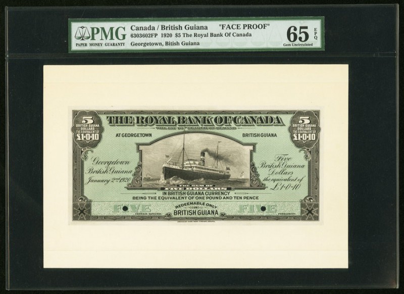 Georgetown, British Guiana- Royal Bank of Canada $5 2.1.1920 Ch.# 630-36-02P Fac...