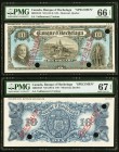 Montreal, PQ- Banque d'Hochelaga $10 ND (1914) Ch.# 360-22-04s Face and Back Specimens PMG Gem Uncirculated 66 EPQ; Superb Gem Uncirculated 67 EPQ. Fe...