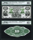Montreal, CE- Molsons Bank $10 1872 Ch. # 490-22-22FP; 490-22-22BP Front and Partial Back Proof PMG Gem Uncirculated 66 EPQ; PMG Gem Uncirculated 65 E...
