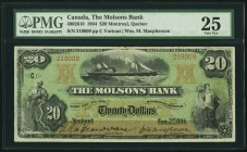 Montreal, PQ- The Molsons Bank $20 Jan. 2, 1904 Ch. # 490-26-10 PMG Very Fine 25. A lovely note, the finest of which we have ever offered. When we las...