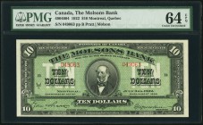 Montreal, PQ- Molsons Bank $10 July 3, 1922 Ch. # 490-40-04 PMG Choice Uncirculated 64 EPQ. This note, the last issued by The Molsons Bank before its ...
