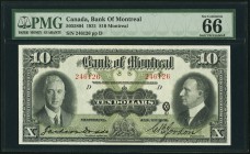 Montreal, PQ- Bank Of Montreal $10 2.1.1931 Ch.# 505-58-04 PMG Gem Uncirculated 66 EPQ. A gorgeous, well preserved example from 1931. The portraits of...