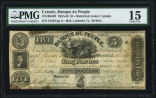 Montreal, PQ- Banque du Peuple $5 2.5.1836 Ch.# 575-10-04-02 PMG Choice Fine 15. Currently occupying the lone spot in the PMG Population Report at the...