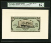 Roseau, Dominica- Royal Bank of Canada $5 (£1.0.10) 3.1.1938 Ch.# 630-44-02fp; bp Front and Back Proofs PMG Superb Gem Unc 67 EPQ; Choice Uncirculated...