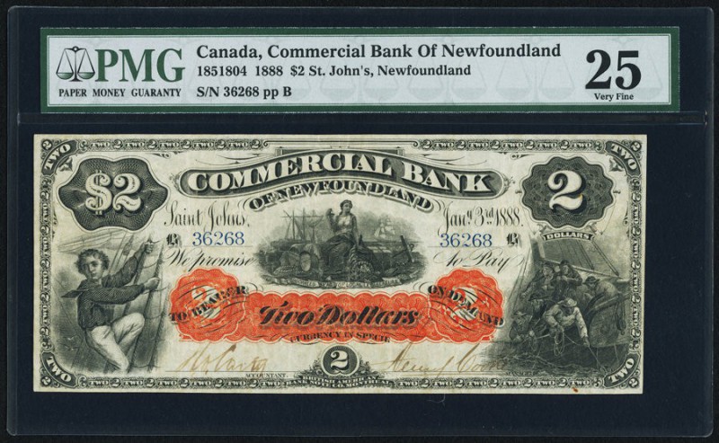 St. John's, NF- Commercial Bank of Newfoundland $2 3.1.1888 Ch.# 185-18-04 PMG V...