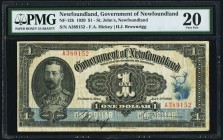 St. John's, NF- Government of Newfoundland $1 2.1.1920 NF-12b PMG Very Fine 20. A handsome and original example, and one of the best looking Very Fine...