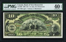St. John, NB- Bank of New Brunswick $10 1.9.1903 Ch.# 515-18-08 PMG Extremely Fine 40 EPQ. Simply astonishing original condition is seen on this examp...