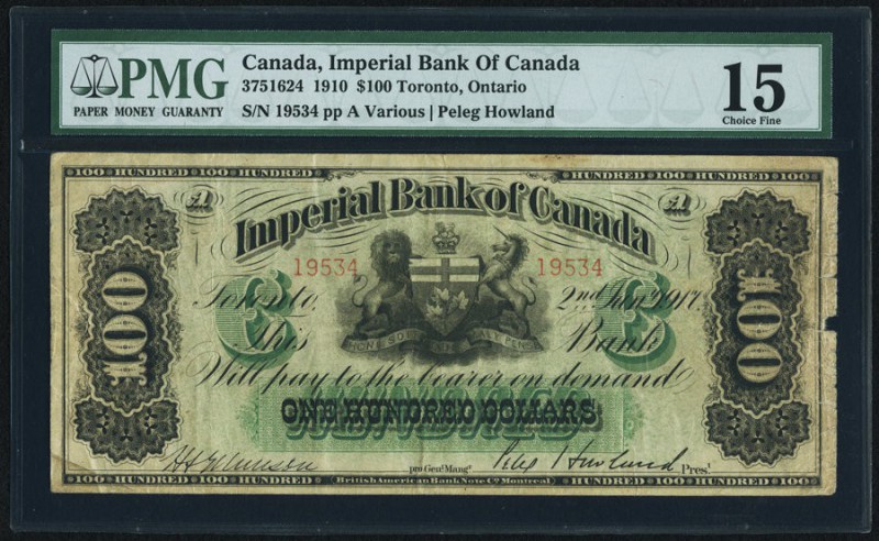 Toronto, ON- Imperial Bank of Canada $100 2.1.1917 Ch.# 375-16-24 PMG Choice Fin...