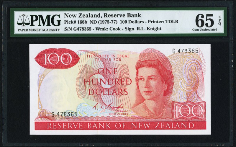 New Zealand Reserve Bank of New Zealand 100 Dollars ND (1975-77) Pick 168b PMG G...