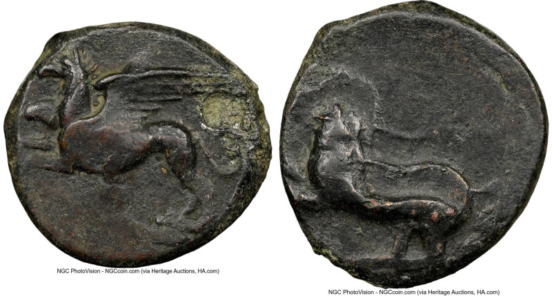 SICILY. Alaesa(?). Ca. 370-340 BC. AE (20mm, 3h). NGC Choice Fine, flan flaws, d...