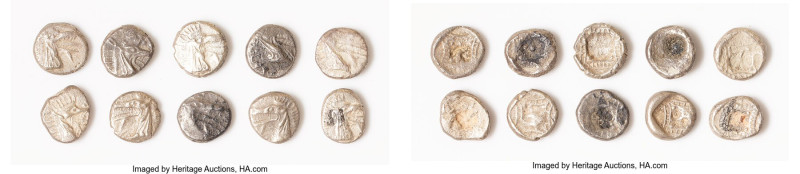 ANCIENT LOTS. Greek. Caria. Halicarnassus. Ca. 510-480 BC. Lot of ten (10) AR he...