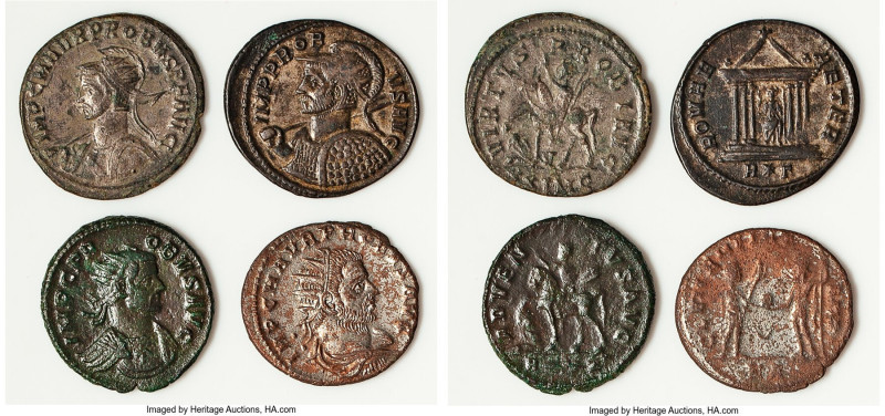 ANCIENT LOTS. Roman Imperial. Probus (AD 276-282). Lot of four (4) BI antoninian...