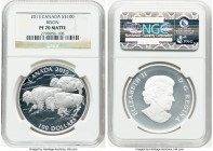Elizabeth II 3-Piece Lot of Certified silver Matte Proof 100 Dollars PR70 NGC, 1) "Bison" 100 Dollars 2013, Royal Canadian mint, KM1441 2) "Muskox" 10...