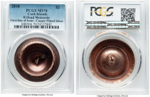 Elizabeth II 3-Piece Lot of Certified Multiple Dollars, 1) copper-plated silver "Erfourd Metorite" 2 Dollars 2018 - MS70 PCGS. First Day of Issue 2) s...