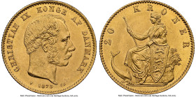 Christian IX gold 20 Kroner 1873 (h)-CS MS65 NGC, Copenhagen mint, KM810, Fr-295. Fully aurous patination in gem condition. HID09801242017 © 2024 Heri...