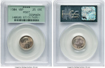 Christian IX 25 Ore 1904 (h)-VBP MS67 PCGS, Copenhagen mint, KM796.2. A choice example with full expression of details within the devices, satin surfa...