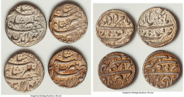 Mughal Empire. Jahangir 4-Piece Lot of Uncertified Assorted Rupees ND (1605-1628), Qandahar mint. Average size 21.8mm. Average weight 11.39gm. HID0980...
