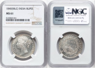 British India. Victoria Pair of Certified Rupees 1840 (b & c) MS61 NGC, Calcutta mint, KM458.2. HID09801242017 © 2024 Heritage Auctions | All Rights R...